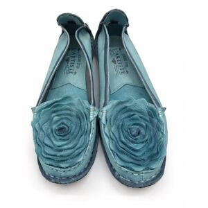 L'Artiste Spring Step DEZI Floral Leather Slip On Loafer Shoes Blue US 7.5 EU 38